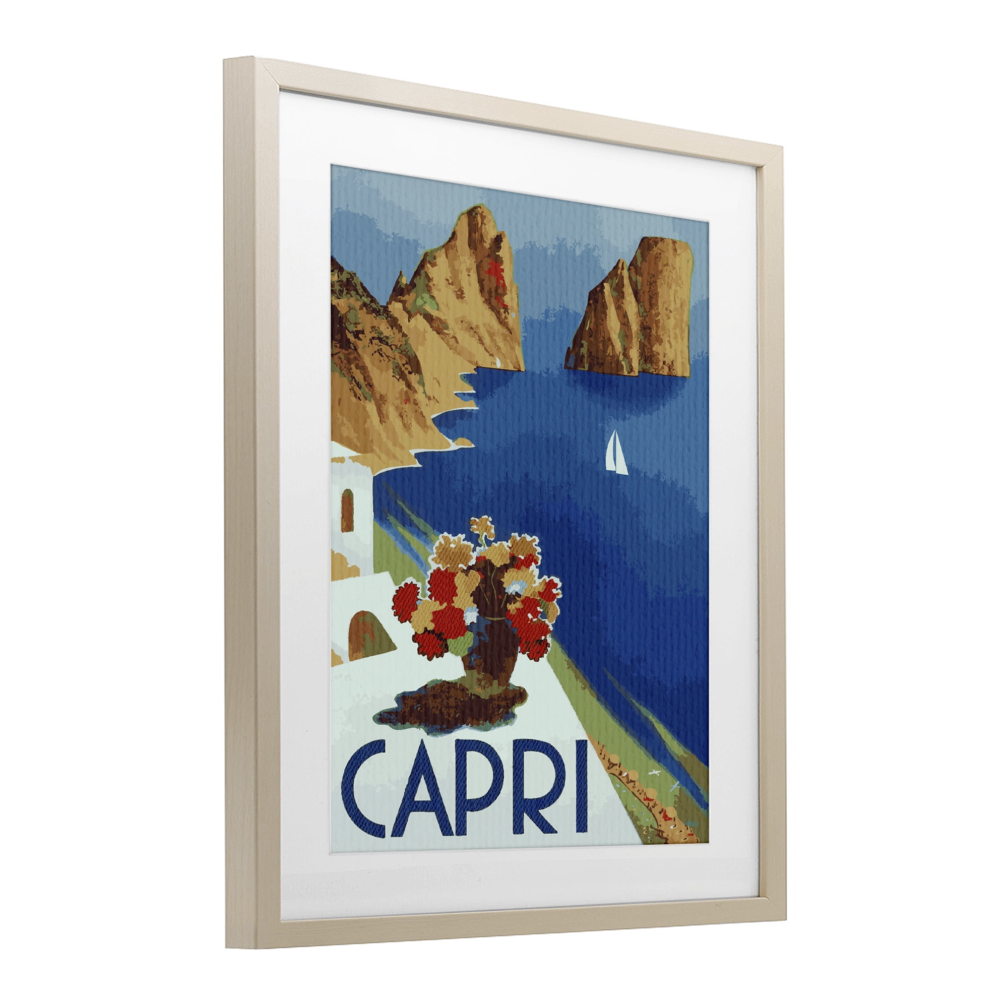 Stupell Industries Capri Island Cliffs Birch Framed Print Under Glass, design by Lil' Rue