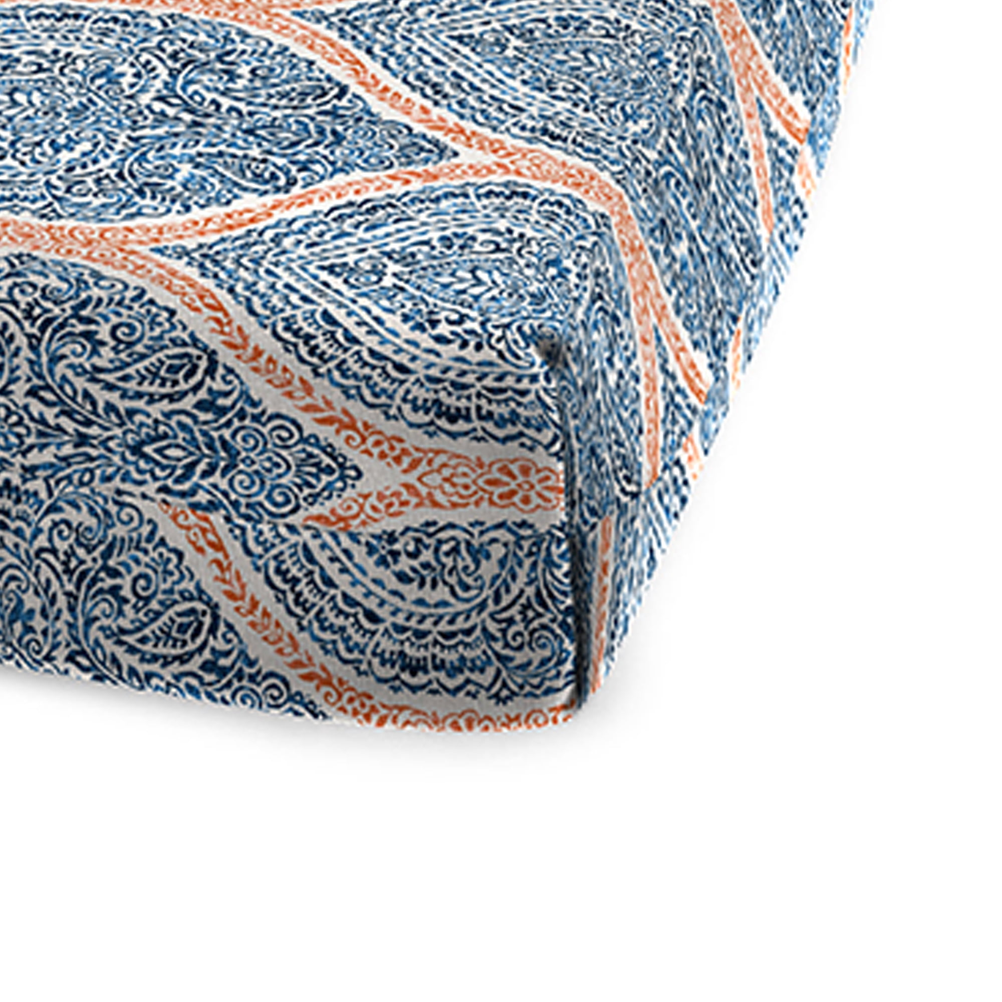 Jordan Manufacturing 75.5" x 22" Andorra Tiger Lily Navy Damask Rectangular Outdoor Chaise Lounge Cushion with Ties