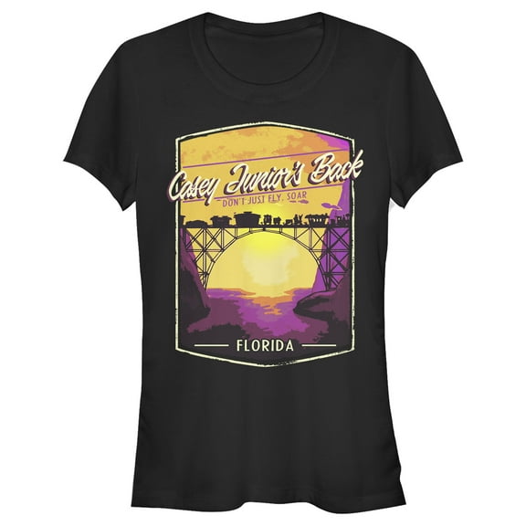 Junior's Dumbo Florida Postcard  Graphic Tee Black 2X Large