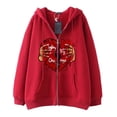 thumbnail image 2 of Sudadera con capucha y cremallera para hombre y mujer, chaqueta gótica de hip hop oscuro Harajuku Y2k con estampado de letras y corazón rojo, sudadera Harajuku, 2 of 4