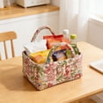 thumbnail image 4 of VMWMSSR Quilted Floral Fabric Storage Basket With Dual Handles Decorative Vintage Cloth Storage Bin Portable Organizer For Bedroom Living Room Nursery Countertop Home Decor(Pink-8.66"), 4 of 5