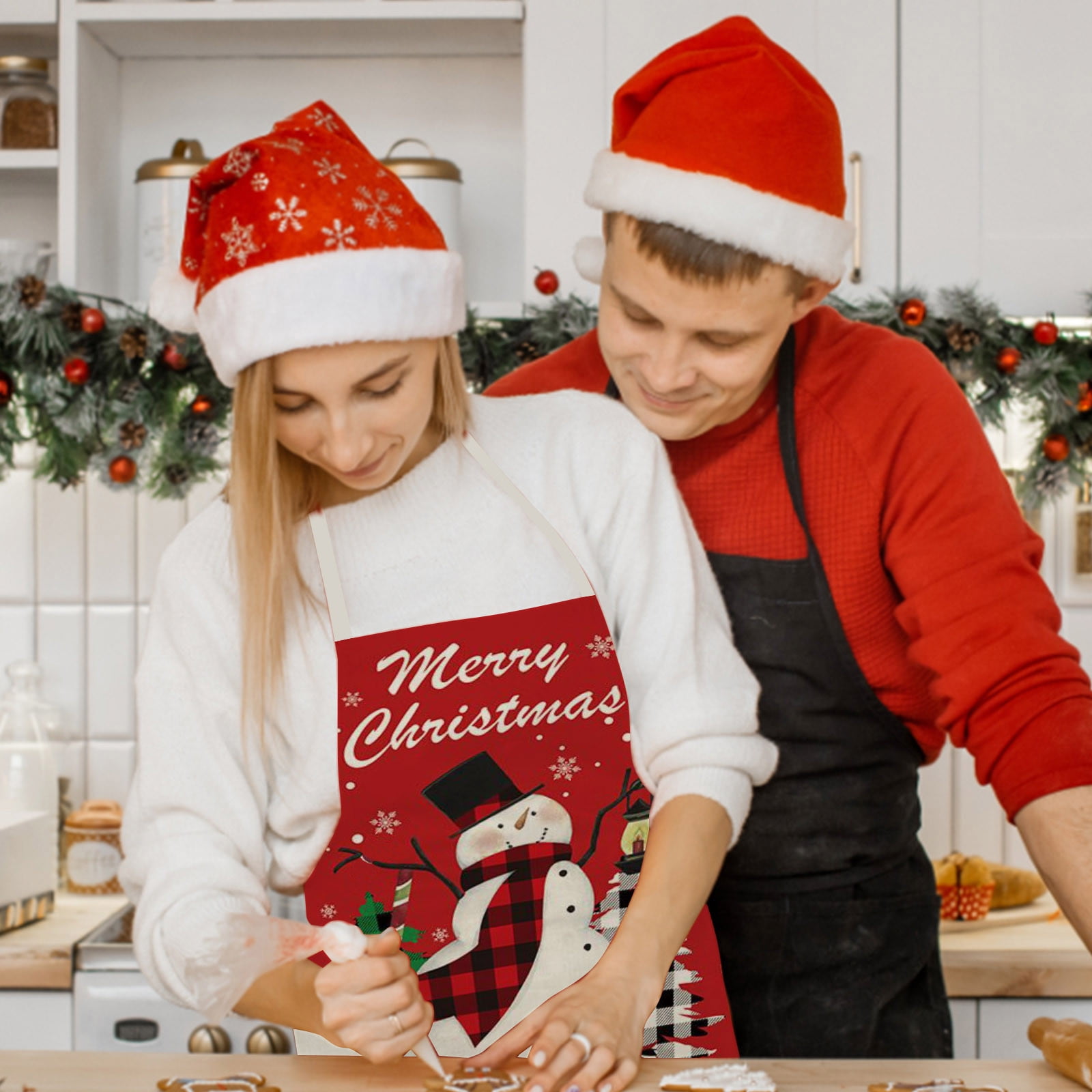 4 Pcs Christmas Apron Christmas Mother Daughter Matching Aprons Set Snowman  Elf Plaid Baking Apron Christmas Kitchen Cooking Aprons Baking Grilling