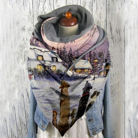 

Honeeladyy Clearance under 10$ Women Christmas Printing Scarf Fashion Multi-Purpose Shawl Scarf