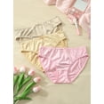 thumbnail image 6 of 3 Pack Women's Panties Silky Sexy Satin Bikini Panties with Bow S - Plus Size Women's Solid Color Underwear, 6 of 9