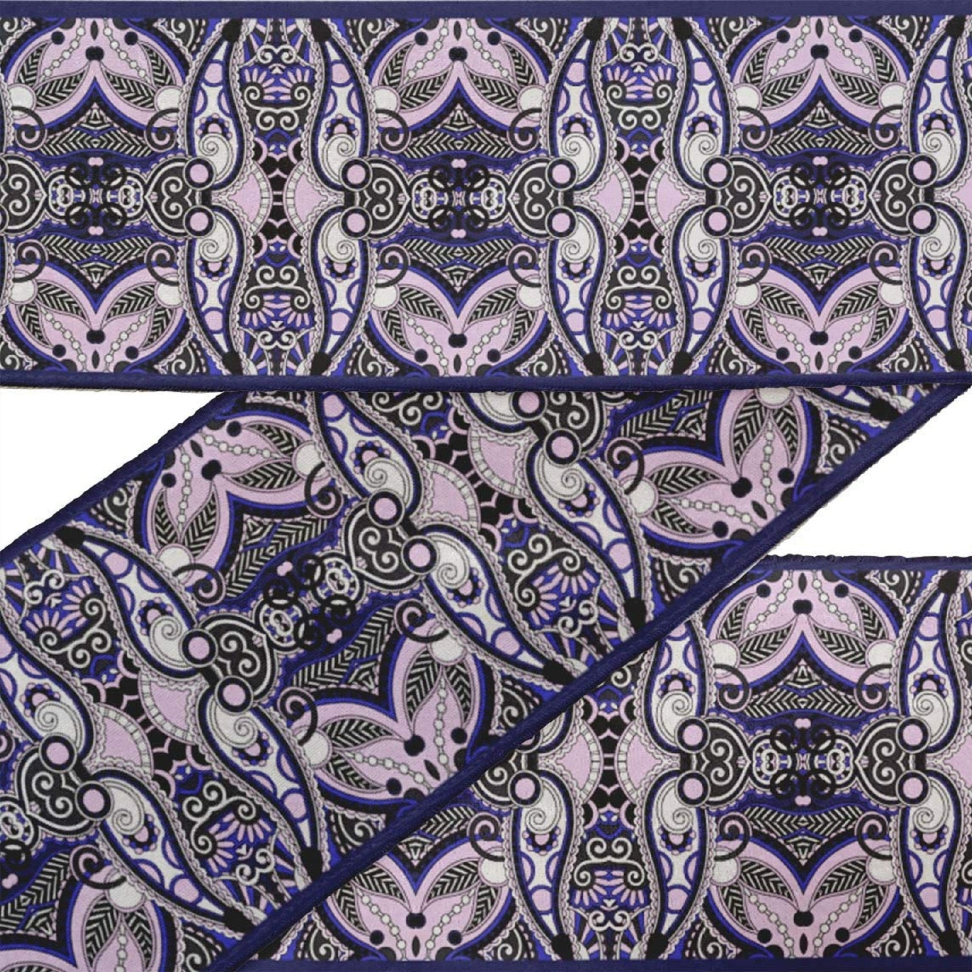 IBA Indianbeautifulart Green Stripe & Paisley Decorative Fabric Laces For Crafts Printed Velvet&nbsp;Trim&nbsp;Fabric Sewing Border Ribbon&nbsp;Trims&nbsp;9 Yards 3 Inches