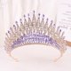 thumbnail image 3 of Zhuge Tiara de boda para novia, diadema de princesa, corona de novia, joyería para el cabello con diamantes de imitación de cristal, decoración para novia, cumpleaños, graduación, boda (verde claro), 3 of 4