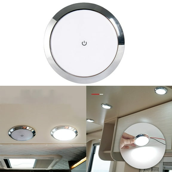 12/24V Rv Marine Roof Light Led Ceiling Downlight Touch Switch Round Dome Lamp