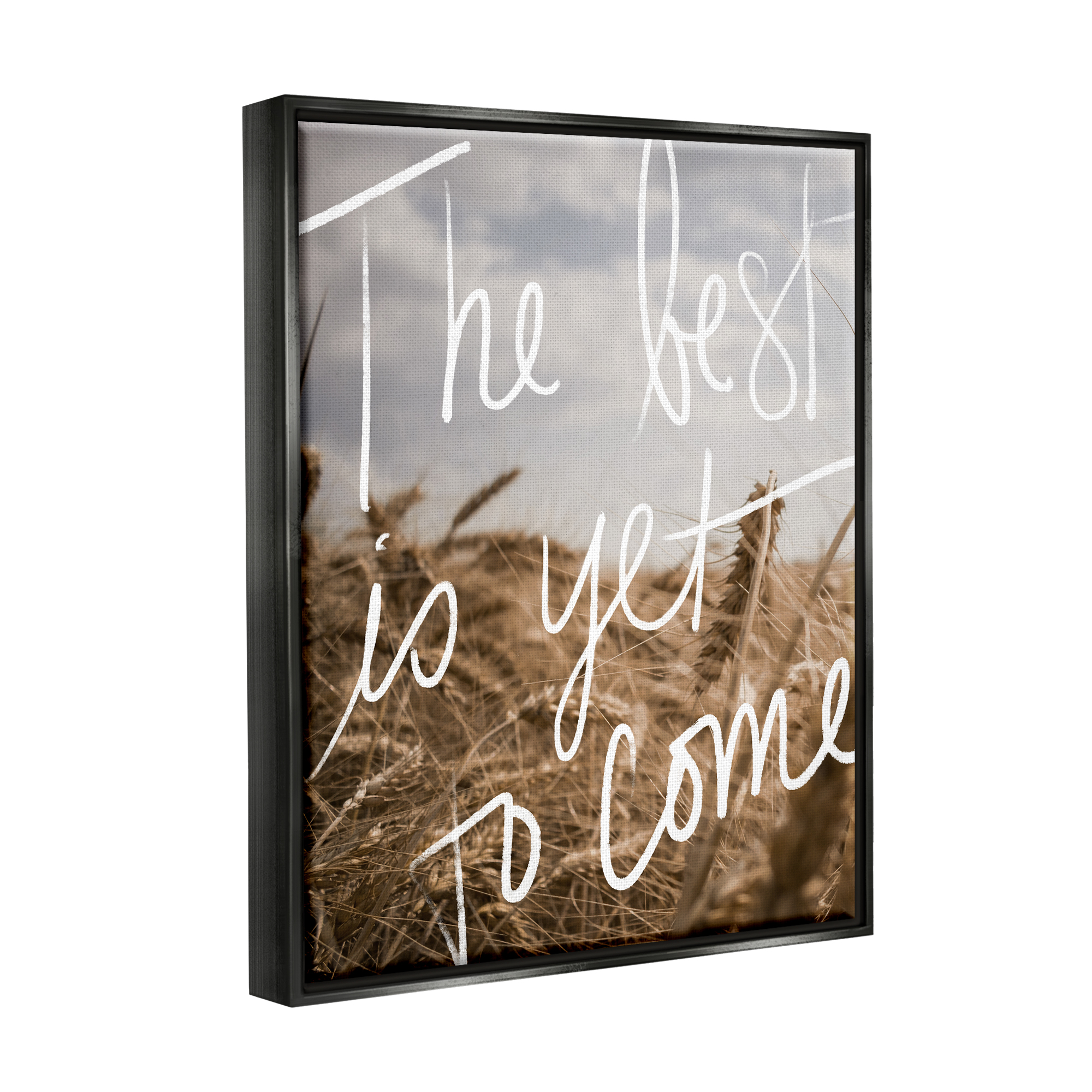 Stupell Industries Yet To Come Rural Landscape Inspirational Painting Black Floater Framed Art Print Wall Art, 17 x 21