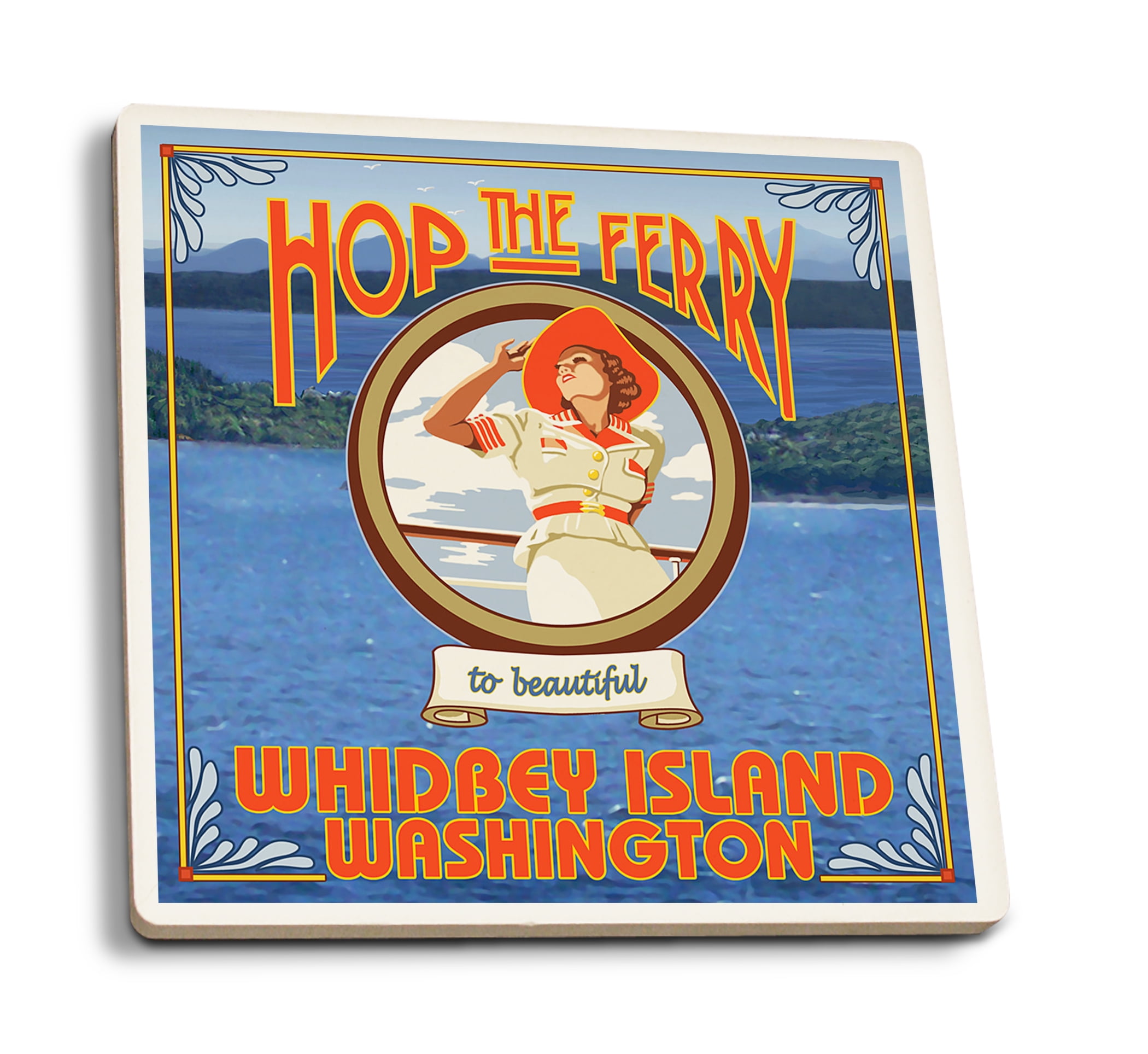 Whidbey Island, Washington, Woman Riding Ferry (Absorbent Ceramic