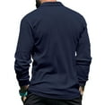 thumbnail image 3 of Huresd Men's Long Sleeve Polo Shirts Casual Solid Color Slim Fit Fashion Cotton Shirt Navy L, 3 of 5