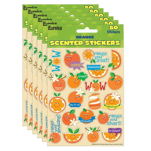 Eureka Orange Scented Stickers, 80 Per Pack, 6 Packs