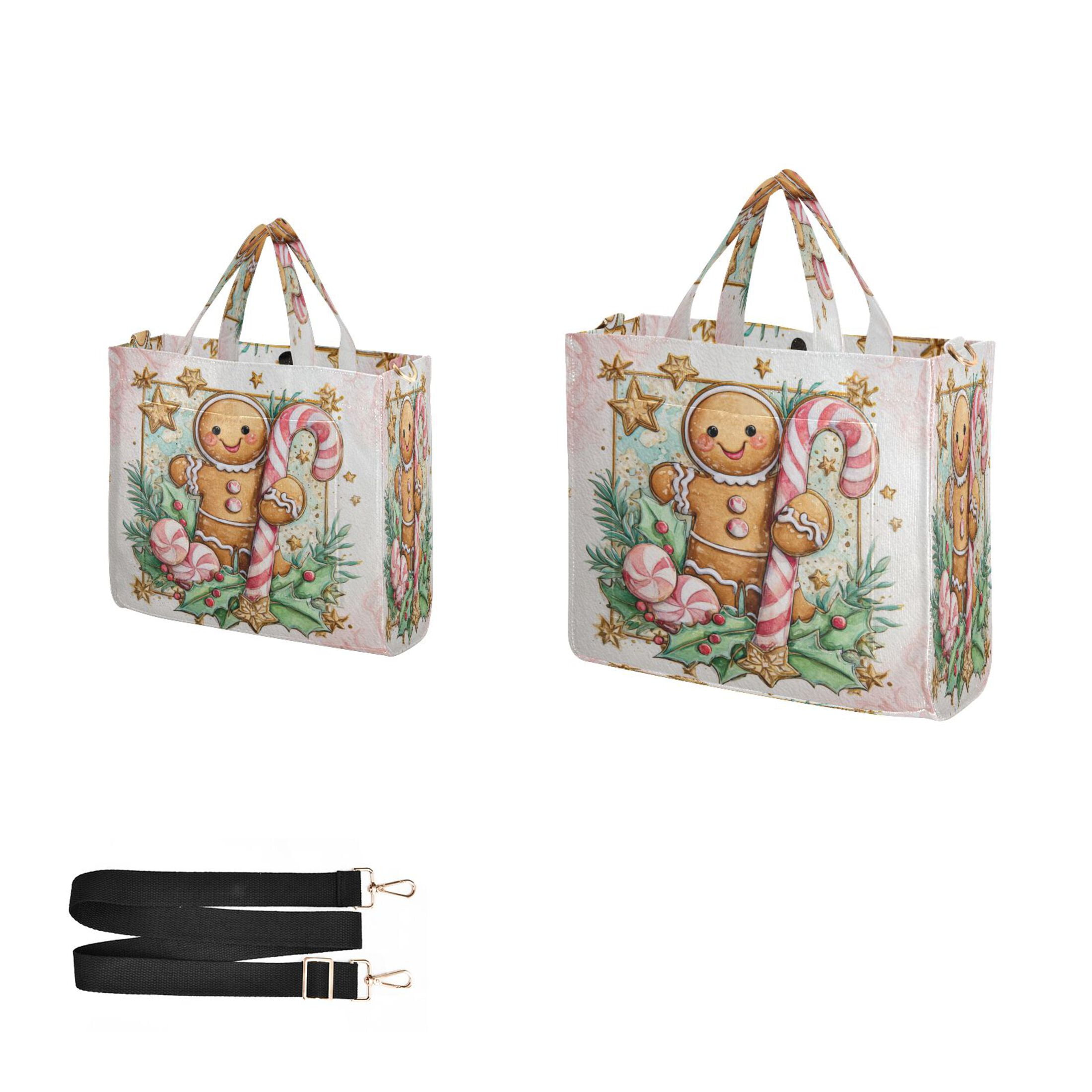 Wobogo Cute Gingerbread Man Corduroy Tote Bag for Women Travel Crossbody Bag Purse Women Shoulder Bags Work Handbags Daily Commuter Bag 13.7×12.2inch