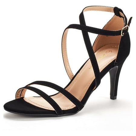 

Dream Pairs Women s Ankle Strap High Heel Sandals Wedding Party Dress Shoes GIGI BLACK/NUBUCK Size 9.5