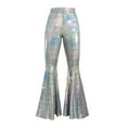 thumbnail image 6 of Women's Sparkly Sequins Flared Pants High Waist Bells Bottom Wide Leg Night Club Trousers, 6 of 7