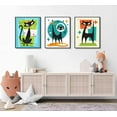 thumbnail image 4 of Futuristic Atomic Cats Wall Art Canvas Set Modern Tech Inspired Posters in Blue Green Orange Abstract Geometric Paintings Pictures and Prints Gallery Wall Decor for Living Room Bedroom Unframed, 4 of 6