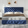 thumbnail image 2 of EDTara Upholstered Platform Bed with Storage Drawers & Adjustable Headboard, Linen Fabric, Diamond Button Tufted, No Box Spring Required, 2 of 7