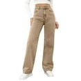 thumbnail image 2 of HKYNLAG Straight Leg Jeans for Women High Waisted Wide Leg Loose Stretchy Boyfried Denim Pants Khaki 2XL, 2 of 7