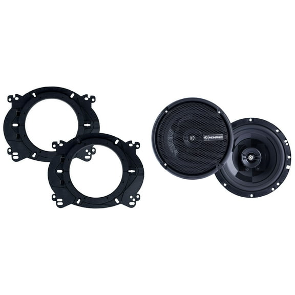Memphis Audio PRX60 Power Reference Series 6.5" Oversize 2-Way Coaxial Speakers With Swivel Tweeters - Pair with OEMBKT60 Vehicle Specific 6 1/2"" Speaker Adaptors