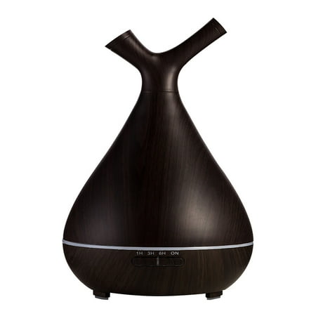 

George Essential Oil Diffuser Humidifier Aromatherapy Wood Grain Vase Aroma 400ml LED