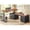 Black + Brown, variant on SEDETA 63"x67" Farmhouse L Shaped Electric Standing Desk with Outlets, Convertible 110.3" Height Adjustable Executive Office Desk with Drawers & Shelves, White & Brown