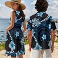 thumbnail image 4 of Yuyamidu Matching Beach Outfits for Couples Hibiscus Floral Puletasi Samoan Women's Tank Dress Summer Polynesian Shirt Aloha Shirt Men Samoan Tribal Print Sundress XL, 4 of 6