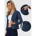 thumbnail image 2 of Chaqueta de Mezclilla para Mujer Chaqueta Vaquera con Solapa Informal de Oficina Jean Blazer Azul oscuro XS, 2 of 6