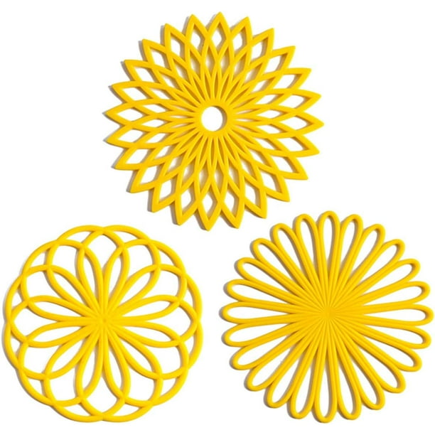 Juego de 3 salvamanteles de silicona - Salvamanteles para ollas calientes para mesa y encimera - Salvamanteles para platos calientes - Salvamanteles de cocina modernos antideslizantes y