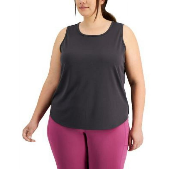 ID Ideology Plus Size Birdseye Mesh Tank Top Deep Charcoal 1X