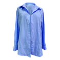 thumbnail image 5 of Tosmy Womens Blouse 2025 Womens Button Down Shirts Striped Dress Shirt Long Sleeve Collared Work Pinstripes Blouses Tops Business Fashion, 5 of 6