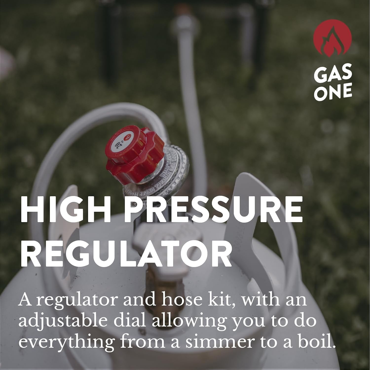 GasOne, 12 ft, High Pressure Propane 0-20 PSI Adjustable Regulator with QCC-1 Type Hose Gas Line Connector