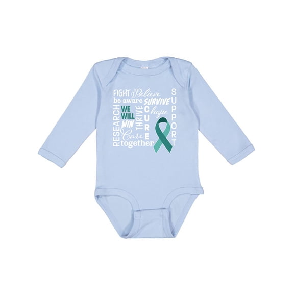 Inktastic Ovarian Cancer- Together We Will Win Boys or Girls Long Sleeve Baby Bodysuit