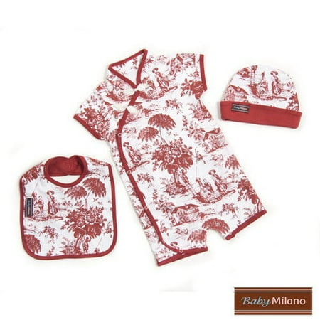 Baby Milano 3 Piece Gift Set in Burgundy Toile