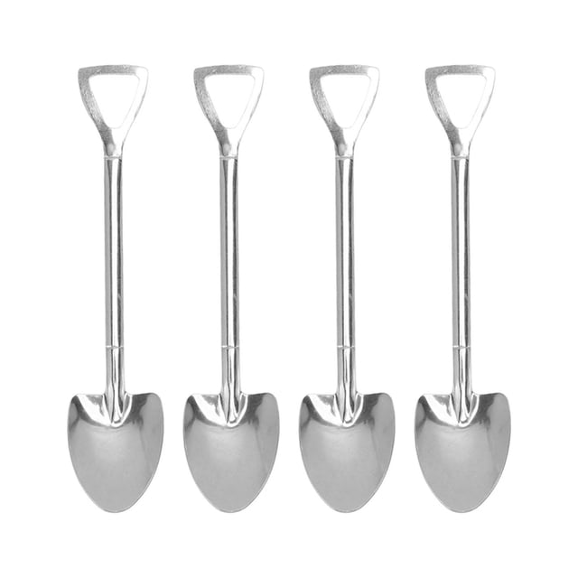 Stainless Steel Cute Shovel Spoon Innovative Food Grade Material Reusable Sugar Dessert Cake Spoon for Home Cafe 4 Pointed Shovel