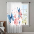 thumbnail image 4 of Blue Butterfly Sheer Curtains 63 Inches Long, Watercolor Spring Blossom Nature Flowers Light Filering Curtains, Breathable Simi Curtain Privacy Drapes for Living Room Bedroom Window Treatment, 4 of 9
