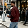 thumbnail image 5 of Domuza Men's Crewneck Sweatshirt Solid Color Classic Pullover Long Sleeve Tops, Lightweight Breathable Casual Sweatshirts, 5 of 6