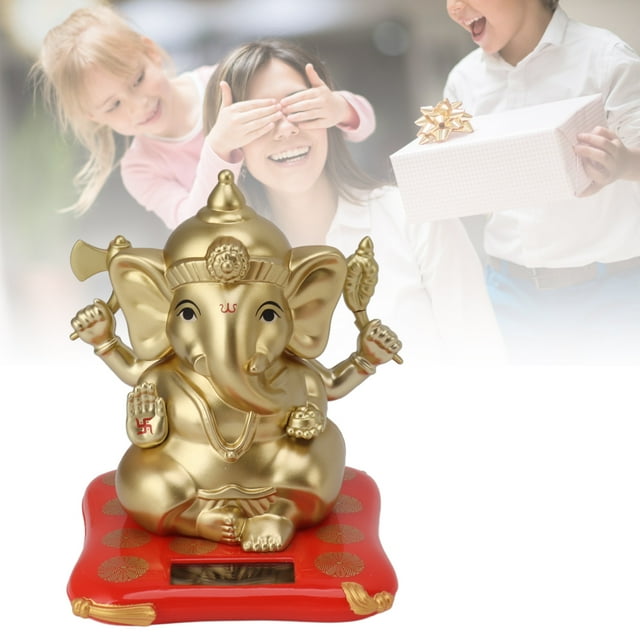 Ganesha Elephant God Statues Solar Powered for Car Dashboard Home Decor Exquisite Indian Idol Figurine