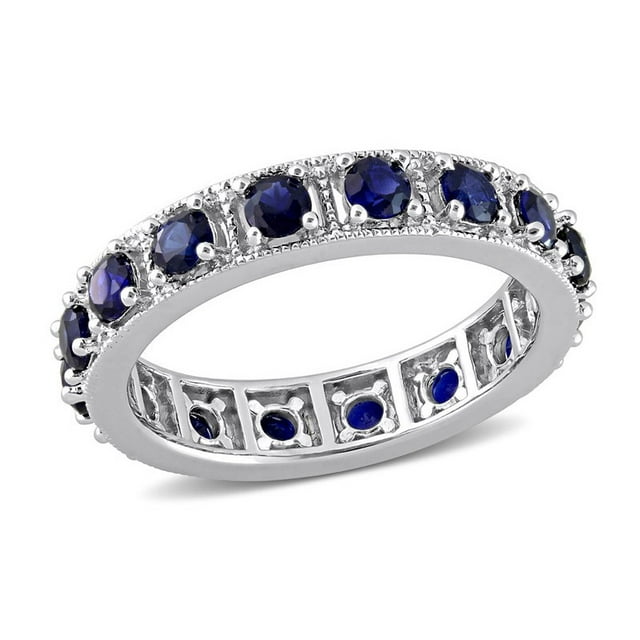 1.92 Carat (ctw) Lab-Created Blue Sapphire Eternity Band Ring in Sterling Silver