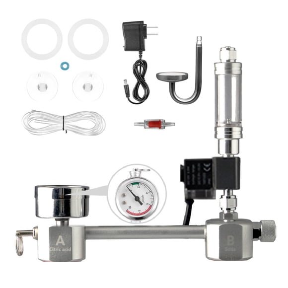 Riwcyla Aquarium DIY CO2 Generator System Kit CO2 Generator System with Solenoid Valve Bubble Diffuser Carbon Dioxide Reactor Kit for Plants Aquarium