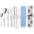 thumbnail image 2 of TONGPPUA 9 Pcs Stainless Steel Reusable Flatware Set, Portable Travel Utensils Set, Cutlery Set with Knife Fork Spoon Chopsticks Cleaning Brush Straws Case Set for Camping, Picnic, Office, School, 2 of 10