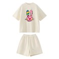 thumbnail image 5 of Vunhao Girls Animal Print Outfit Sets Size 7-8 Casual Two-Piece Short Sleeve Top and Shorts Loose Fit Summer Clothes,Beige,Size 4 T, 5 of 6