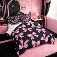 thumbnail image 2 of Erosebridal Pink Coquette Bow 7-Piece Bedding Comforter Set For Girls,Cartoon Plaid Print Bowknot King Bedding Sets For Kids,Reversible, 2 of 7