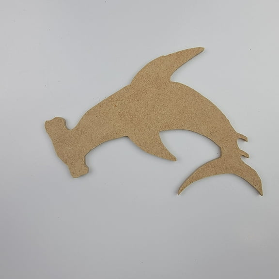 3" Hammerhead Shark, Unfinished Wood Art Shape by Wooden Craft Cutouts