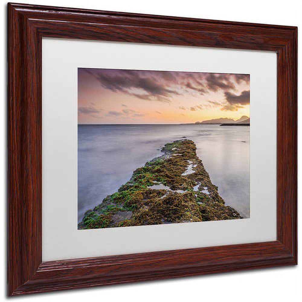 Trademark Fine Art 'Sunset Reef' Canvas Art by Pierre Leclerc, White Matte, Wood Frame