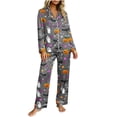 thumbnail image 6 of BaoFuBaoMei Halloween Pajamas Sets Woman Plus Size Long Sleeve Top and Pants Sleepwear Ghost Pumpkin Bat Print Soft Cozy Lounge Set, 6 of 7