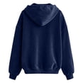thumbnail image 5 of Domzest Womens Velour Zip Up Hoodies Oversized Full Zipper Long Sleeve Sweatshirts Fall Winter Casual Comfy Track Jackets with Pokets Navy XXL, 5 of 6