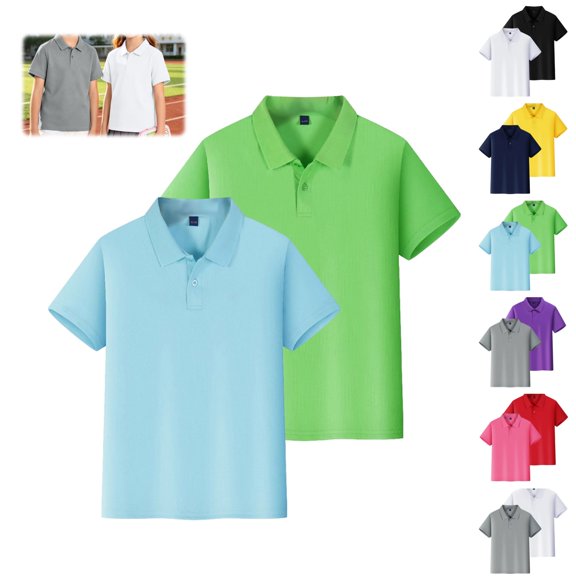 Mfakffe 2 Pcs Toddler Boys Girls Polo Shirt Back To School Golf School Uniform Summer Short Sleeve Shirt Casual Lapel Collar Tshirts