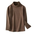 thumbnail image 2 of NAISIBABY Toddler Girls Boys Long Sleeve Tops, High Neck Comfy Solid Color Casual Pullover Homewear Tees Coffee, 2 of 3