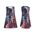 thumbnail image 7 of Fotbe Astronaut In Cosmic Garden Pattern Women’s Summer Tank Midi Dress – Sleeveless A-Line Dress, Floral T-Shirt Dress, Casual Flowing Beach Sundress, 7 of 7
