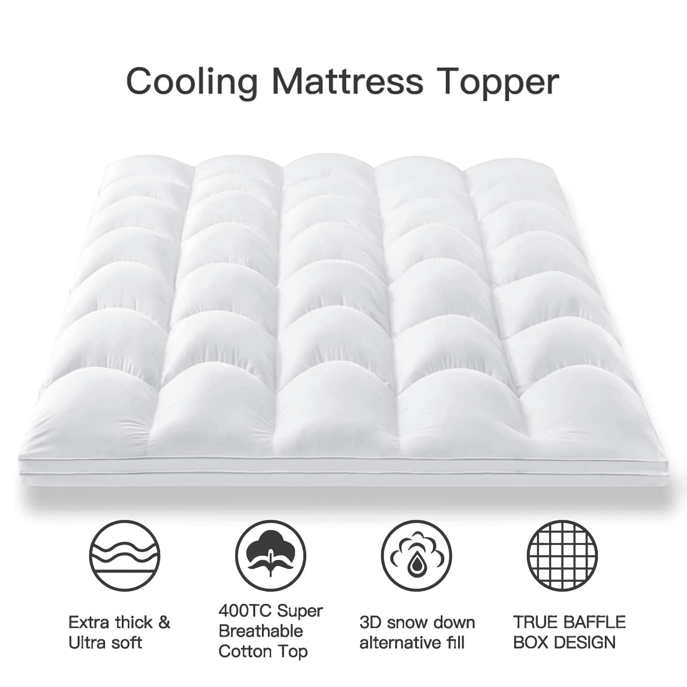 Teler 800GSM Extra Thick Mattress Topper, Twin XL, White photo 5