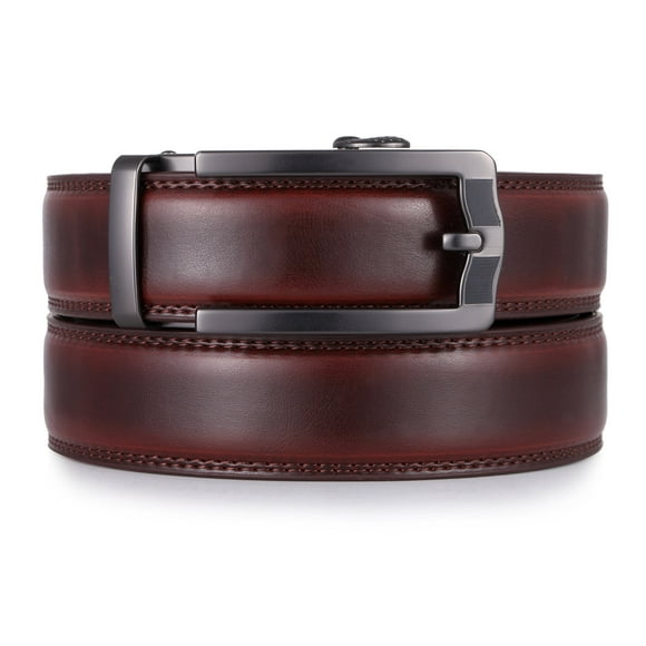 Mio Marino Ratchet Belts for Men - Genuine Leather Dress Belt - Automatic Buckle - Horseshoe - Mahogany - Adjustable from 48" to 64" Waist